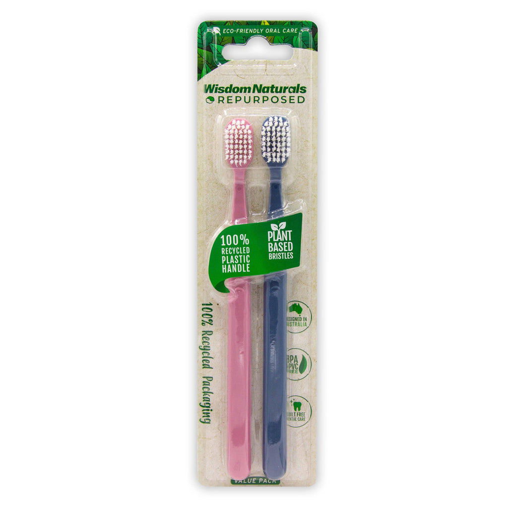 100% Recycled Plastic Toohthbrush 2pk x2