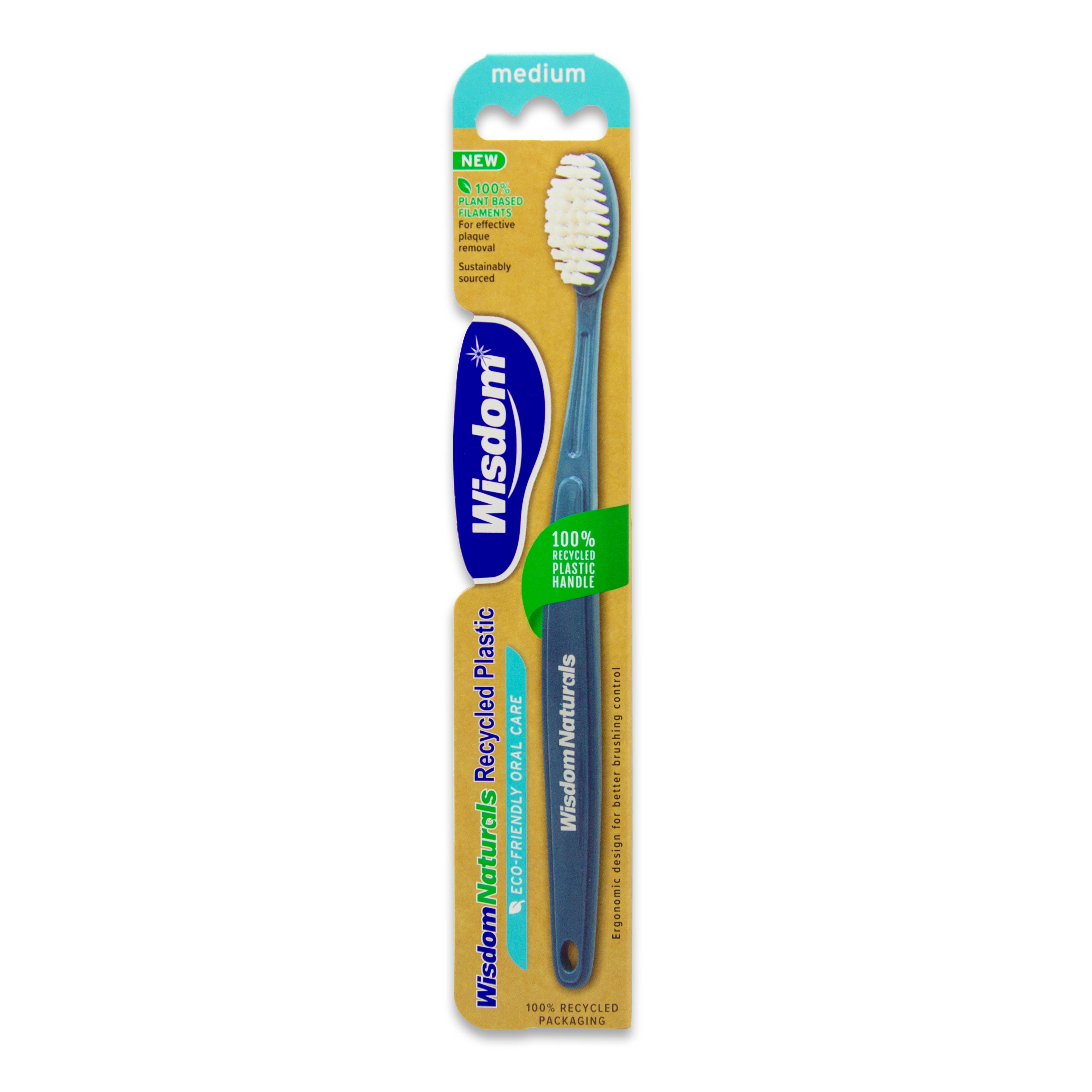 Wisdom Naturals Recycled Plastic Toothbrush x3