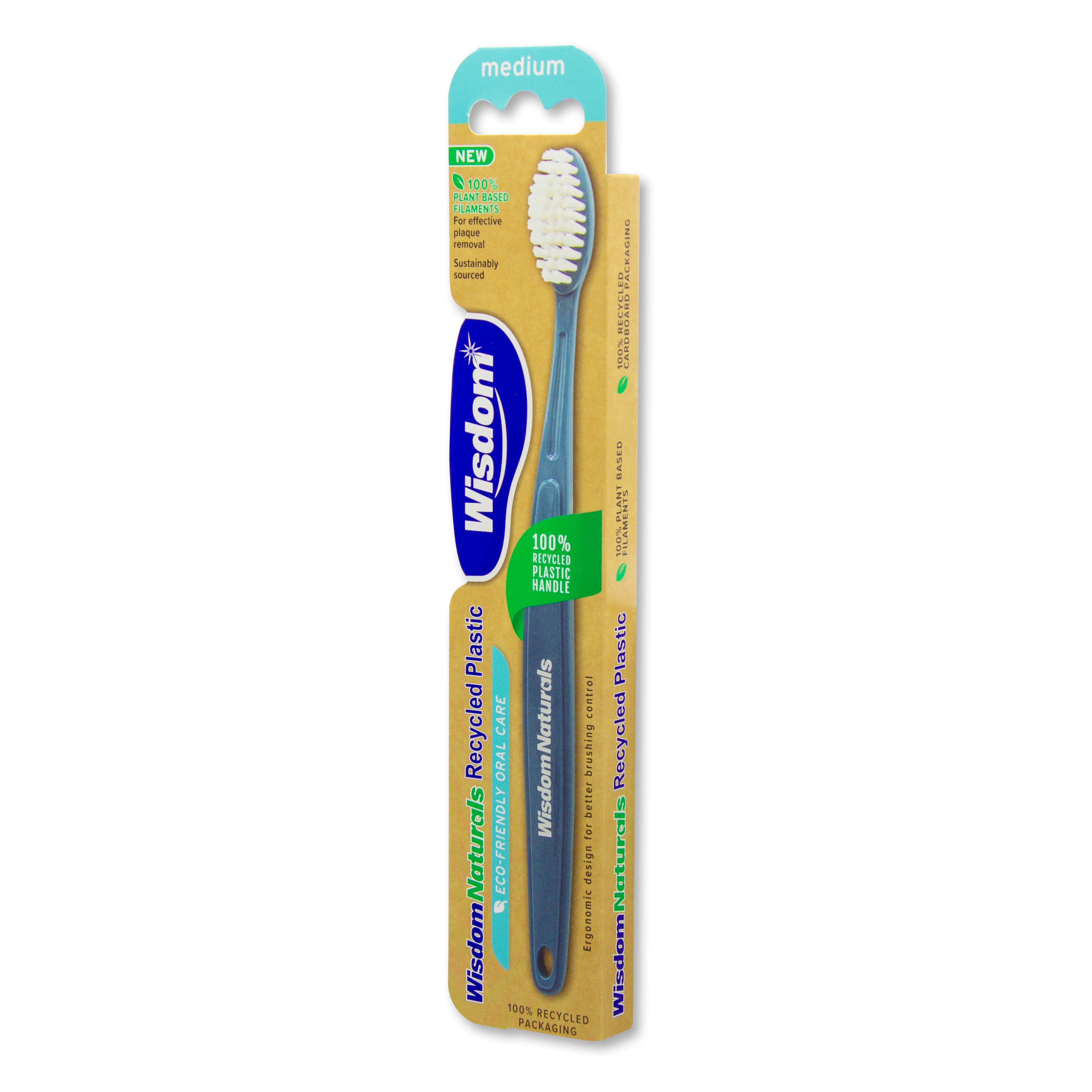 Wisdom Naturals Recycled Plastic Toothbrush x3